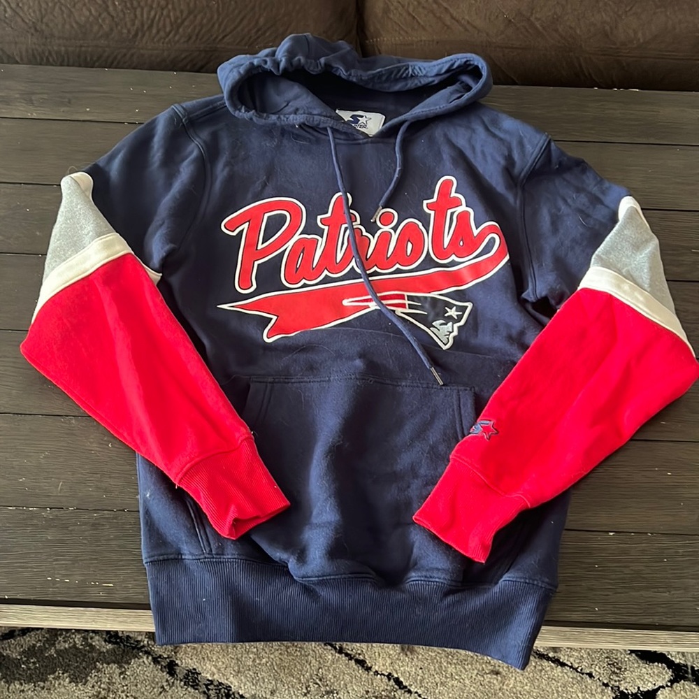 STARTER Navy and Red Patriots Hoodie